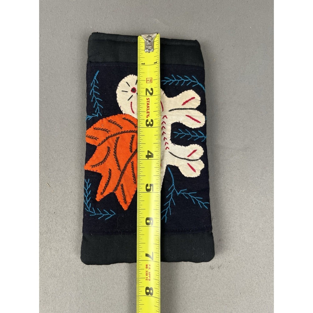 Vintage Kuna Mola Textile Pouch Bird Panama Folk Art Phone Glasses Pocket - Picture 9 of 11